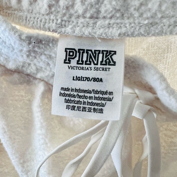 PINK by Victoria’s Secret Reverse Fleece Sweatpants in Ivory and Black, Sz L - Picture 5 of 7